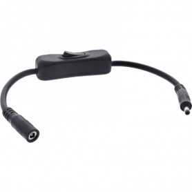 InLine® DC cable with Switch, DC male/female 4.0x1.7mm, AWG 18, black, 0.20m
