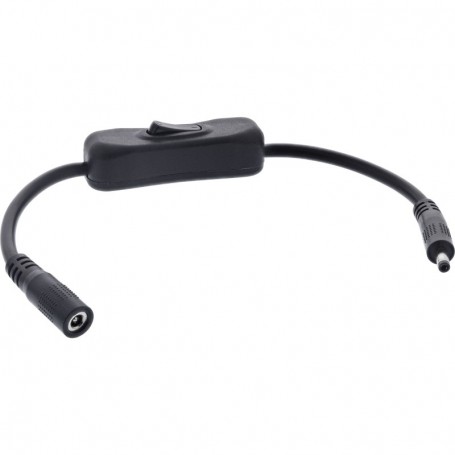 InLine® DC cable with Switch, DC male/female 4.0x1.7mm, AWG 18, black, 0.20m