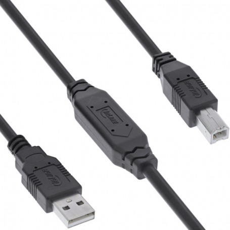 InLine® USB 2.0 active cable, USB-A male to USB-B male, 10m