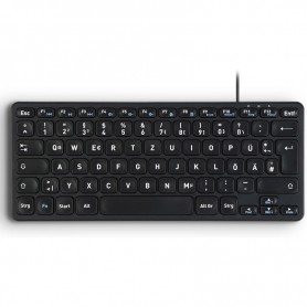 Perixx PERIBOARD-416 DE, wired, USB mini keyboard with 4 hubs, black