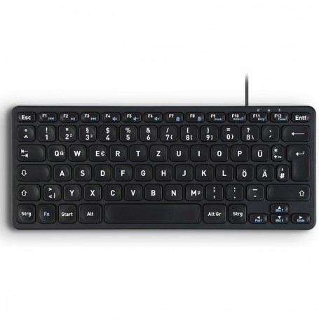 Perixx PERIBOARD-416 DE, wired, USB mini keyboard with 4 hubs, black