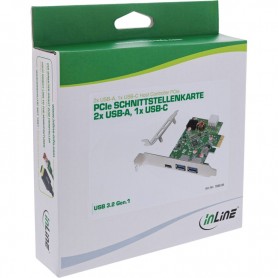 InLine® 2x USB-A, 1x USB-C 3.2 Gen.1 Host Controller PCIe, PD3.0, 6pin Power