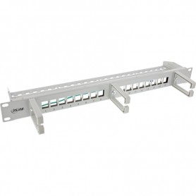 InLine® 16-way patch panel, Keystone empty panel with 3 brackets, 19\", 1U grey