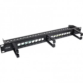 InLine® 16-way patch panel, Keystone empty panel with 3 brackets, 19\", 1U black