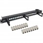 InLine® Patch panel Cat.6A 16-way, with 3 brackets, 16 keystones, 19\", 1U, nero