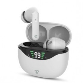 Écouteurs entièrement sans fil | ANC (Active Noise Cancelling) | Bluetooth® | Durée de lecture maximale de batterie: 30 heures | Contrôle tactile | Boîtier de charge | Étui de chargement sans fil | Microphone intégré | Support de commande vocale | Blanc
