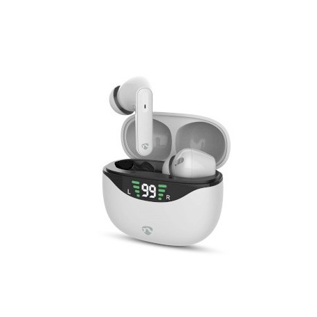 Écouteurs entièrement sans fil | ANC (Active Noise Cancelling) | Bluetooth® | Durée de lecture maximale de batterie: 30 heures | Contrôle tactile | Boîtier de charge | Étui de chargement sans fil | Microphone intégré | Support de commande vocale | Blanc