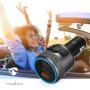 Transmetteur FM audio pour voiture | Fixe | Appels mains libres | 1 \" | Écran ambre | Bluetooth® | PD 18 W / PD 24 W | Charge rapide | Amplification des basses | Google Assistant / Siri | Noir