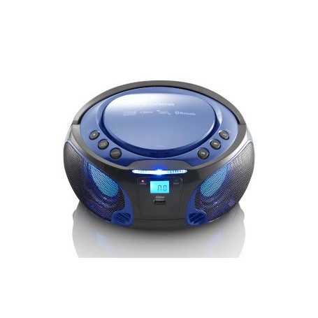 SCD-550BU Radio FM Portable Lecteur CD/MP3/USB/Bluetooth® avec éclairage LED Bleu