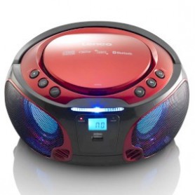 SCD-550RD Radio FM Portable Lecteur CD/MP3/USB/Bluetooth® avec éclairage LED Rouge