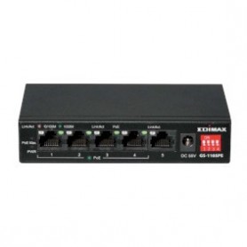 Commutateur PoE+ Gigabit 5 ports à longue portée avec 4 ports PoE+ et commutateur DIP