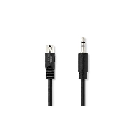 Câble audio DIN | DIN 5-Pin Mâle | 3.5 mm Mâle | Plaqué nickel | 1.00 m | Rond | PVC | Noir | Label
