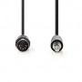 Câble audio DIN | DIN 5-Pin Mâle | 3.5 mm Mâle | Plaqué nickel | 2.00 m | Rond | PVC | Noir | Label