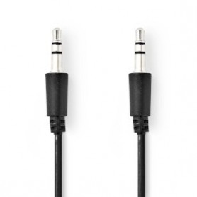 Câble audio stéréo | 3.5 mm Mâle | 3.5 mm Mâle | Plaqué nickel | 1.00 m | Rond | Noir | Label