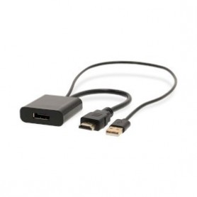 Adaptateur HDMI™ | HDMI™ Connecteur | DisplayPort Mâle / USB-A Mâle | Plaqué or | Droit | PVC | Noir | 1 pièces | Boîte