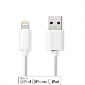 Lightning Câble | USB 2.0 | Apple Lightning à 8 broches | USB-A Mâle | 480 Mbps | Plaqué nickel | 3.00 m | Rond | PVC | Blanc | Label