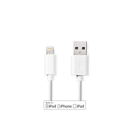 Lightning Câble | USB 2.0 | Apple Lightning à 8 broches | USB-A Mâle | 480 Mbps | Plaqué nickel | 3.00 m | Rond | PVC | Blanc | Label