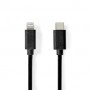 Lightning Câble | USB 2.0 | Apple Lightning à 8 broches | USB-C™ Mâle | 480 Mbps | Plaqué nickel | 1.00 m | Rond | PVC | Noir | Label