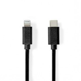 Lightning Câble | USB 2.0 | Apple Lightning à 8 broches | USB-C™ Mâle | 480 Mbps | Plaqué nickel | 1.00 m | Rond | PVC | Noir | Label