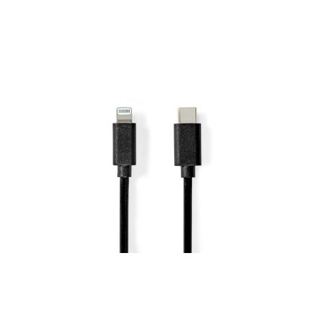 Lightning Câble | USB 2.0 | Apple Lightning à 8 broches | USB-C™ Mâle | 480 Mbps | Plaqué nickel | 1.00 m | Rond | PVC | Noir | Label
