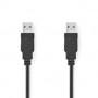 Câble USB | USB 2.0 | USB-A Mâle | USB-A Mâle | 480 Mbps | Plaqué nickel | 2.00 m | Rond | PVC | Noir | Label