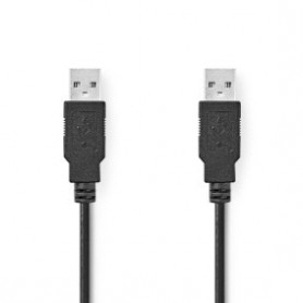 Câble USB | USB 2.0 | USB-A Mâle | USB-A Mâle | 480 Mbps | Plaqué nickel | 2.00 m | Rond | PVC | Noir | Label