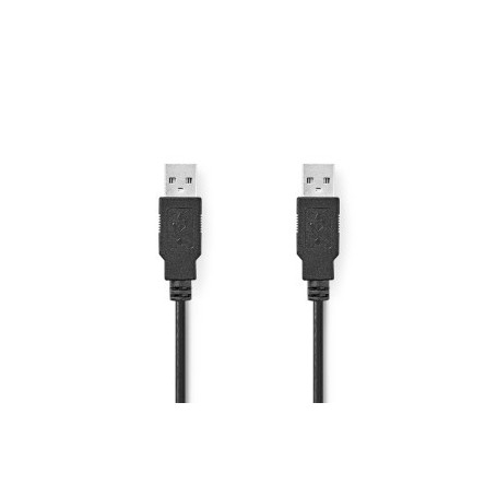 Câble USB | USB 2.0 | USB-A Mâle | USB-A Mâle | 480 Mbps | Plaqué nickel | 2.00 m | Rond | PVC | Noir | Label
