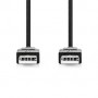 Câble USB | USB 2.0 | USB-A Mâle | USB-A Mâle | 480 Mbps | Plaqué nickel | 2.00 m | Rond | PVC | Noir | Label