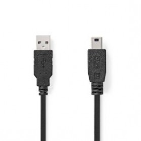 Câble USB | USB 2.0 | USB-A Mâle | USB Mini-B 5 broches mâle | 480 Mbps | Plaqué nickel | 2.00 m | Rond | PVC | Noir | Label