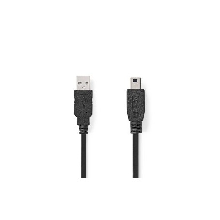 Câble USB | USB 2.0 | USB-A Mâle | USB Mini-B 5 broches mâle | 480 Mbps | Plaqué nickel | 2.00 m | Rond | PVC | Noir | Label