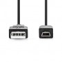 Câble USB | USB 2.0 | USB-A Mâle | USB Mini-B 5 broches mâle | 480 Mbps | Plaqué nickel | 2.00 m | Rond | PVC | Noir | Label