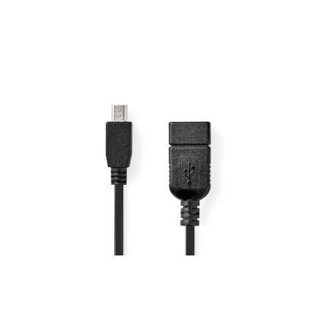 Adaptateur USB | USB 2.0 | Mini 5-Pin Mâle | USB-A Femelle | 480 Mbps | OTG | 0.20 m | Rond | Plaqué nickel | Noir | Boîte