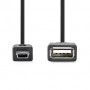 Adaptateur USB | USB 2.0 | Mini 5-Pin Mâle | USB-A Femelle | 480 Mbps | OTG | 0.20 m | Rond | Plaqué nickel | Noir | Boîte