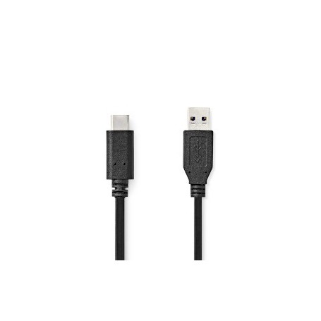 Câble USB | USB 3.2 Gen 2 | USB-A Mâle | USB-C™ Mâle | 60 W | 10 Gbps | Plaqué nickel | 1.00 m | Rond | PVC | Noir | Label