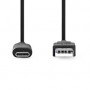 Câble USB | USB 3.2 Gen 2 | USB-A Mâle | USB-C™ Mâle | 60 W | 10 Gbps | Plaqué nickel | 1.00 m | Rond | PVC | Noir | Label