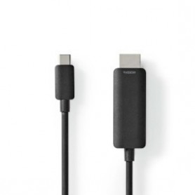 Adaptateur USB-C™ | USB 3.2 Gen 1 | USB-C™ Mâle | HDMI™ Connecteur | 4K@60Hz | 1.00 m | Rond | Plaqué nickel | PVC | Noir | Label
