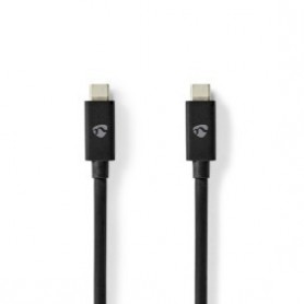 Câble USB | USB 4.0 Gen 3x2 | USB-C™ Mâle | USB-C™ Mâle | 240 W | 8K@60Hz | 40 Gbps | Plaqué nickel | 1.00 m | Rond | PVC | Noir | Label