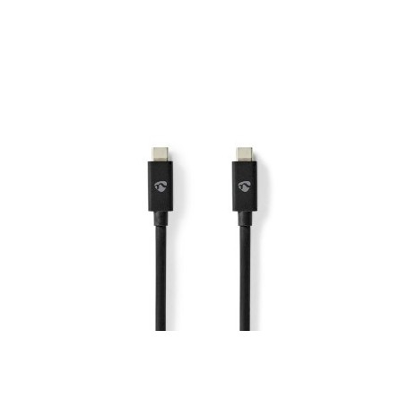 Câble USB | USB 4.0 Gen 3x2 | USB-C™ Mâle | USB-C™ Mâle | 240 W | 8K@60Hz | 40 Gbps | Plaqué nickel | 1.00 m | Rond | PVC | Noir | Label