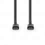 Câble USB | USB 4.0 Gen 3x2 | USB-C™ Mâle | USB-C™ Mâle | 240 W | 8K@60Hz | 40 Gbps | Plaqué nickel | 1.00 m | Rond | PVC | Noir | Label