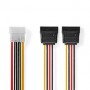 Câble d\'alimentation interne | Molex Male | 2x SATA 15 broches femelle | Plaqué or | 0.15 m | Rond | PVC | Multicolore | Boîte