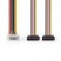 Câble d\'alimentation interne | Molex Male | 2x SATA 15 broches femelle | Plaqué or | 0.15 m | Rond | PVC | Multicolore | Boîte