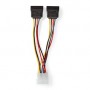 Câble d\'alimentation interne | Molex Male | 2x SATA 15 broches femelle | Plaqué or | 0.15 m | Rond | PVC | Multicolore | Boîte