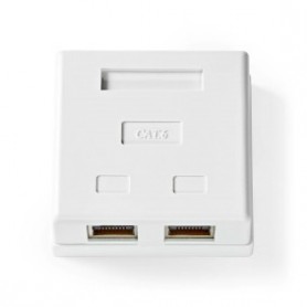 Boîte murale réseau | Sur le mur | 2-Port port(s) | STP CAT6 | Droit | Femelle | Plaqué or | PVC | Blanc | Boîte