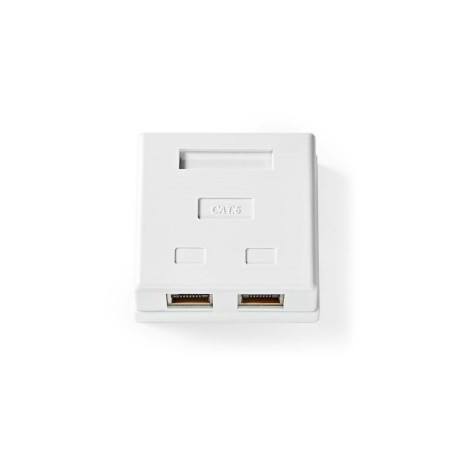 Boîte murale réseau | Sur le mur | 2-Port port(s) | STP CAT6 | Droit | Femelle | Plaqué or | PVC | Blanc | Boîte