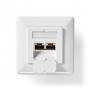 Boîte murale réseau | Dans le mur | 2-Port port(s) | CAT6 | Droit | Femelle | Plaqué or | PVC | Blanc | Boîte