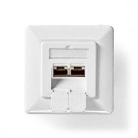 Boîte murale réseau | Dans le mur | 2-Port port(s) | CAT6 | Droit | Femelle | Plaqué or | PVC | Blanc | Boîte