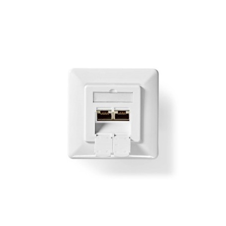 Boîte murale réseau | Dans le mur | 2-Port port(s) | CAT6 | Droit | Femelle | Plaqué or | PVC | Blanc | Boîte