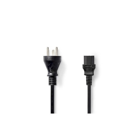 Câble d\'alimentation | Danemark Mâle | IEC-320-C13 | Droit | Droit | Plaqué nickel | 2.00 m | Rond | PVC | Noir | Label