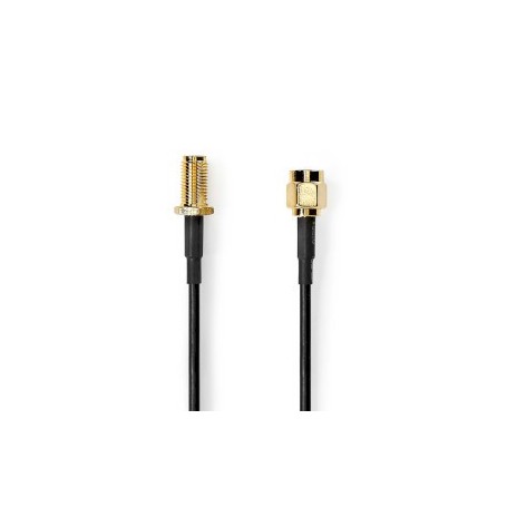 Câble d\'antenne | SMA Mâle | SMA femelle | Plaqué or | 50 Ohm | Blindé simple | 2.00 m | Rond | PVC | Noir | Label