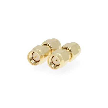 Adaptateur SMA | Polarité inversée SMA Mâle | SMA Mâle | Plaqué or | 50 Ohm | Droit | Cuivre | Or | 2 pièces | Boîte